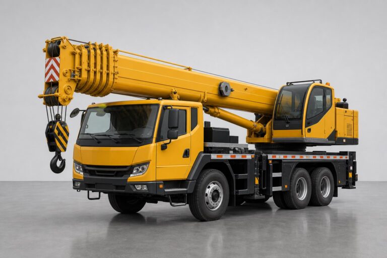 Автокран XCMG, 25 тонн, стрела 41 м — вид спереди и сбоку