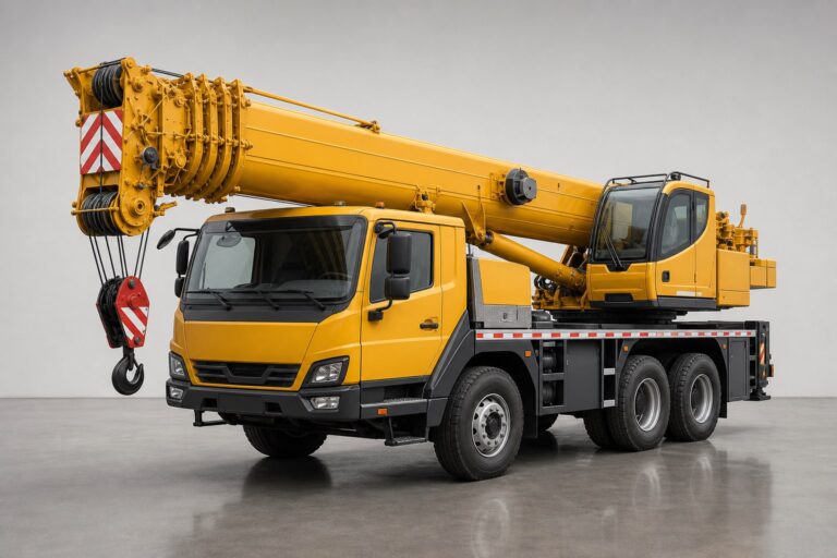 Автокран XCMG, 30 тонн, стрела 38,5 м — вид спереди и сбоку