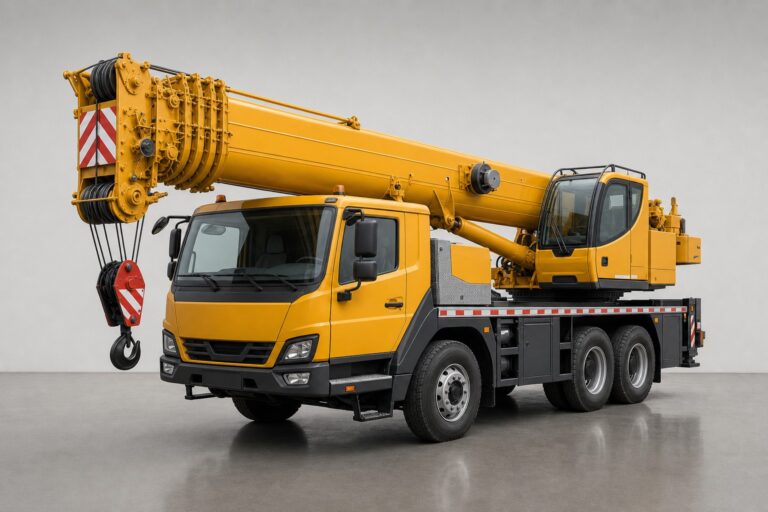 Автокран XCMG, 30 тонн, стрела 42 м — вид спереди и сбоку