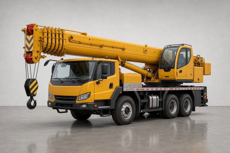 Автокран XCMG, 30 тонн, стрела 44 м — вид спереди и сбоку