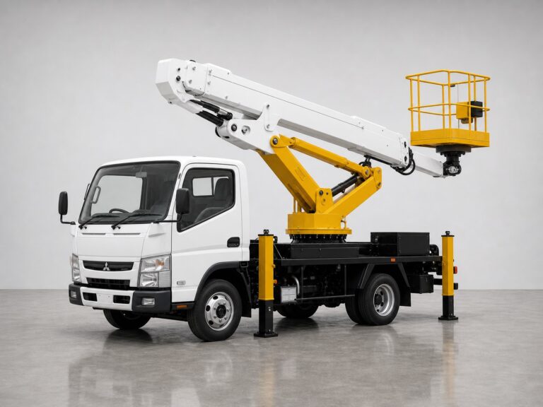 Автовышка AICHI SJ240, 26 м — вид спереди и сбоку