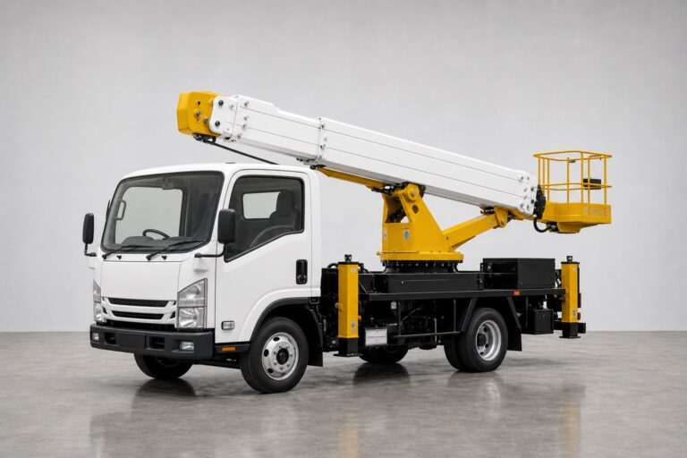Автовышка AICHI SK150, 18 м — вид спереди и сбоку