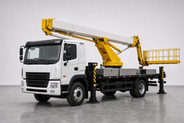 Автовышка Hansin HS3570, 35 м — вид спереди и сбоку