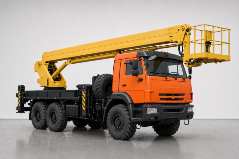 Автовышка Клинцы АГП-36-5К, 36 м — вид спереди и сбоку